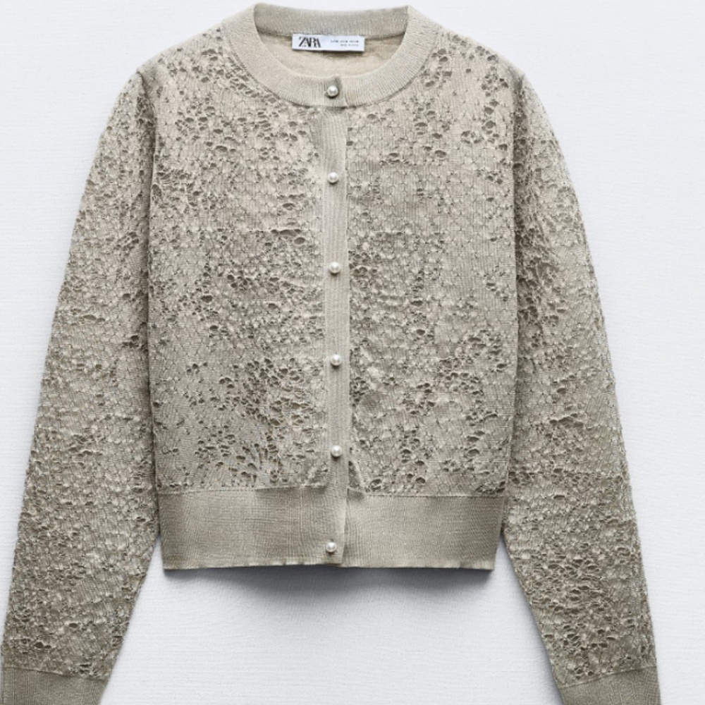 Metallic thread Jacquard knit cardigan